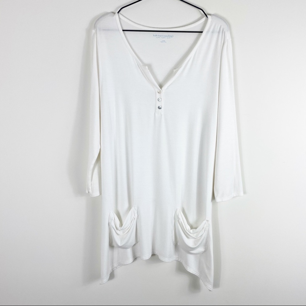 Soft Surroundings Freya Henley Ultra Soft Shirt Tunic Top Size Large